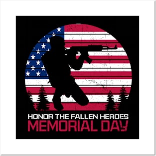 Honor The Fallen Heroes Memorial Day US Flag Posters and Art